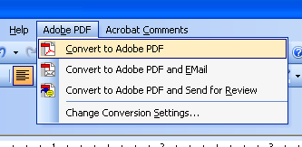 convert to adobe pdf option highlighted