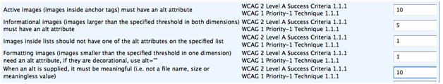 Editing weights of tests