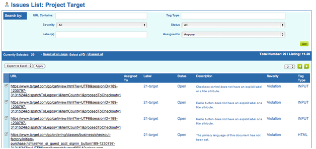 Exporting the issues list to Excel