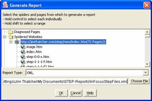 Report formats, screen shot