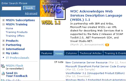 msdn site with 