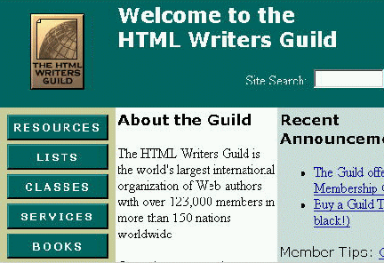 Screen shot of HTML Writers guild