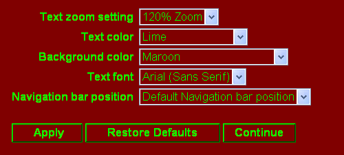 AFB site change colors form