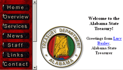 screenshot of frames at alabama treasury site