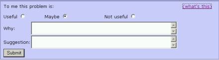 screen shot of usable net feedback form